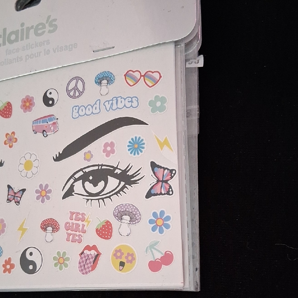 Claire's Vibrant Face Stickers with Peace and Love Motifs - Picture 4 of 5